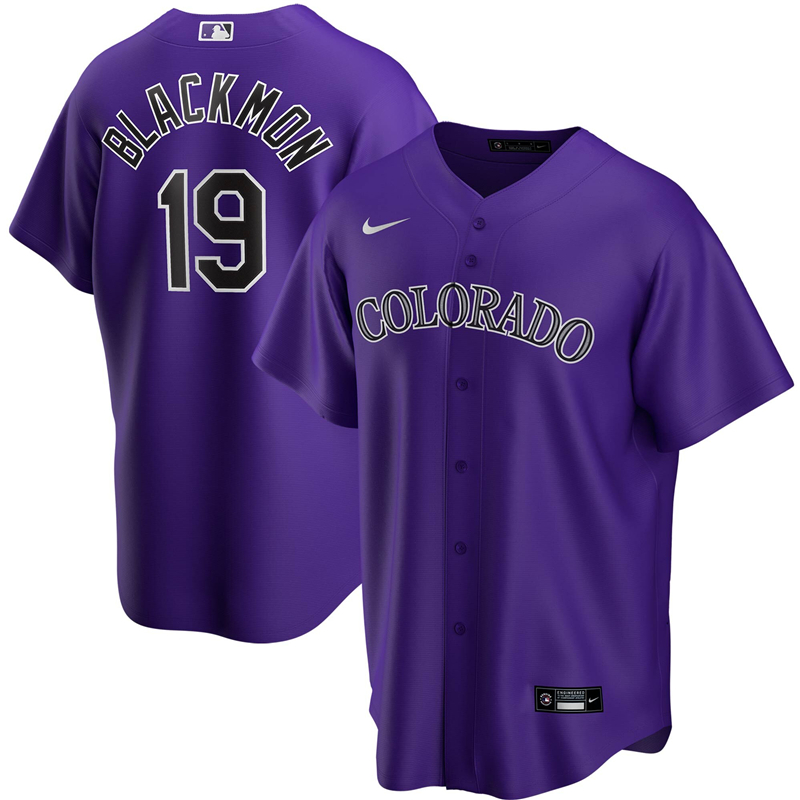 2020 MLB Men Colorado Rockies 19 Charlie Blackmon Nike Purple Alternate 2020 Replica Player Jersey 1